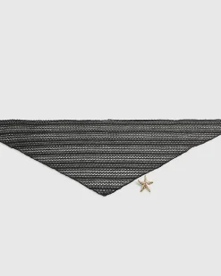 Black Black Broderie Starfish Scarf