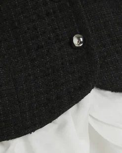 Black Boucle Hybrid Frill Trophy Jacket