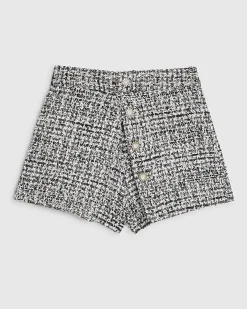 Black Boucle Wrap Over Shorts