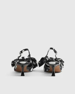 Black Bow Polka Dot Slingback Court Heels