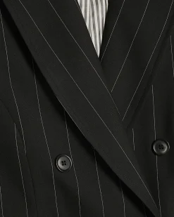 Black Boxy Fit Pinstripe Waistcoat