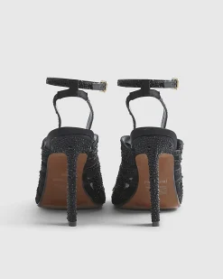 Black Butterfly Caged Heels