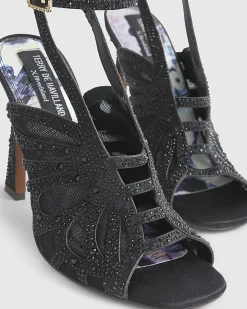 Black Butterfly Caged Heels