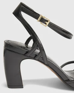 Black Caged Heeled Sandals