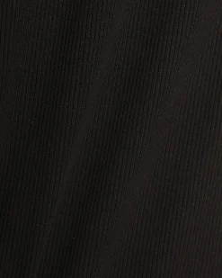 Black Cap Sleeve Ribbed Midi Dress