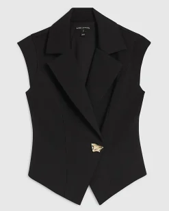 Black Cap Sleeve Twill Waistcoat