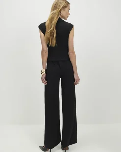 Black Cap Sleeve Wide Leg Jumpsuit