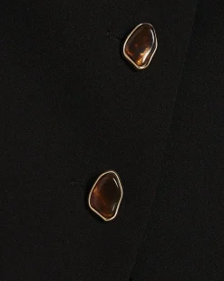 Black Collarless Asymmetric Waistcoat