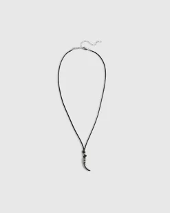 Black Corduroy Tusk Necklace
