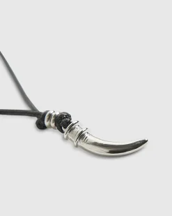 Black Corduroy Tusk Necklace
