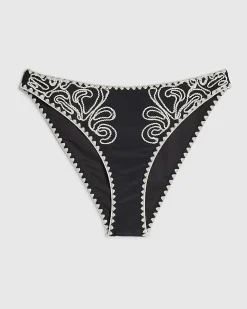 Black Cornelli Print Bikini Bottoms