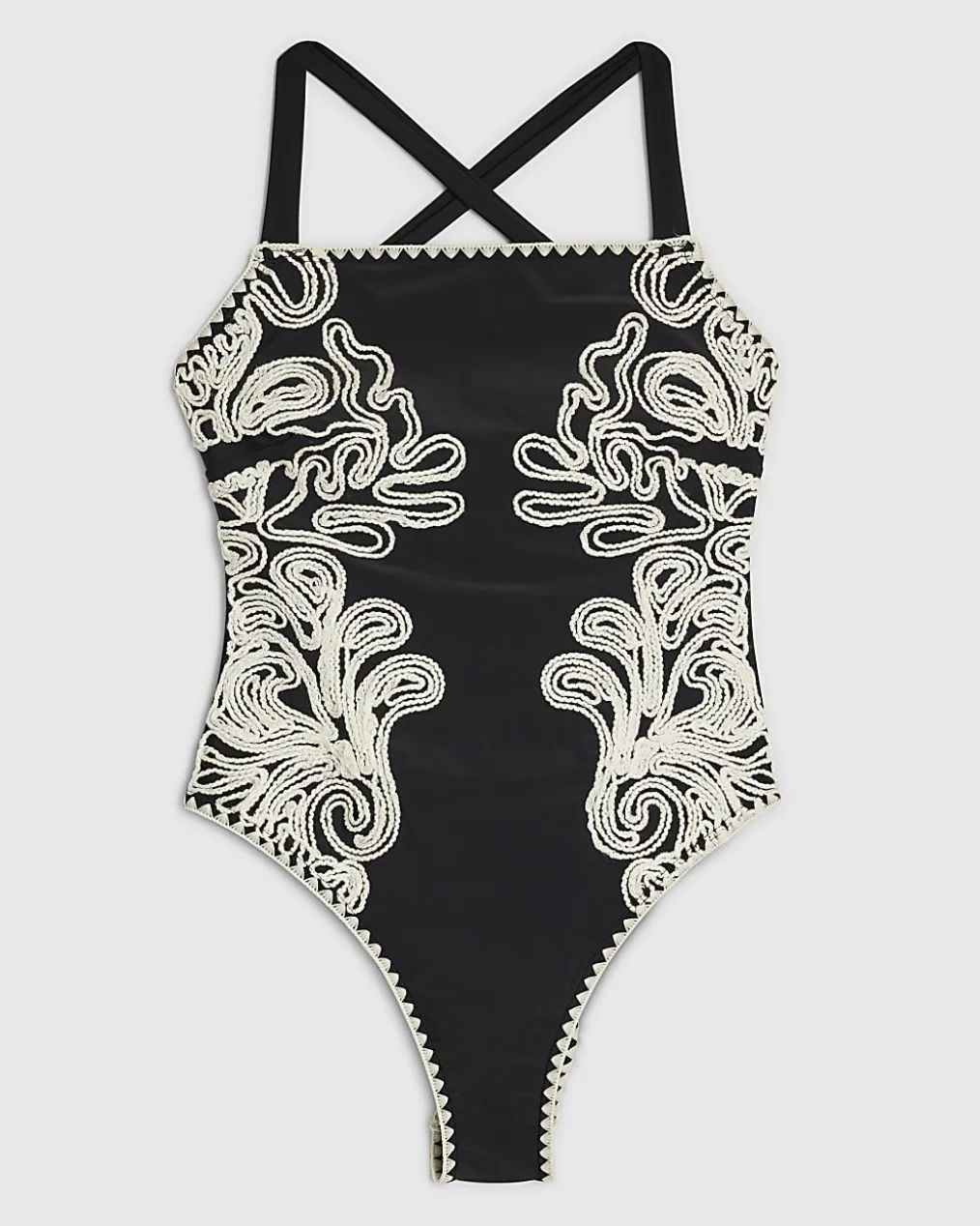 Black Cornelli Print Swimsuit