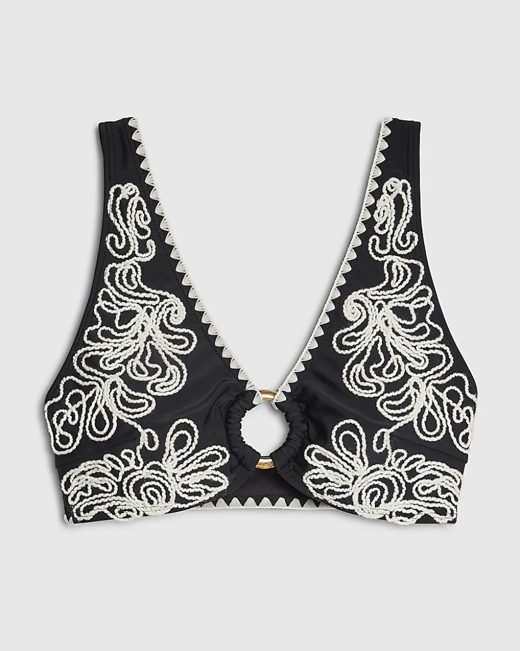 Black Cornelli Scoop Neck Bikini Top