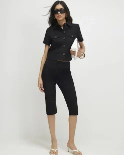 Black Cotton Blend Boxy Fit Shirt