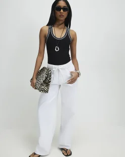 Black Cotton Blend Whipstitch Tank Top