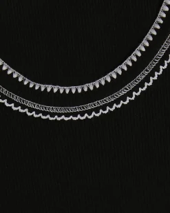 Black Cotton Blend Whipstitch Tank Top