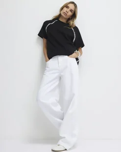 Black Cotton Cosy Whipstitch T-shirt