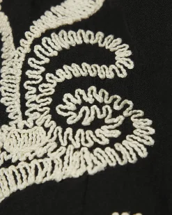 Black Cotton Embroidered Tank Top