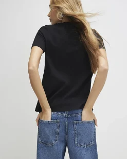 Black Cotton L'amour Lips T-Shirt