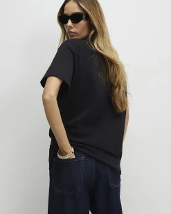 Black Cotton Mirror Print Tiger T-shirt