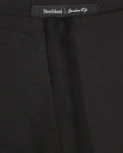 Black Cotton Sateen Capri Trousers