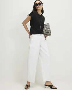 Black Cotton Short Sleeve Loose Fit Top