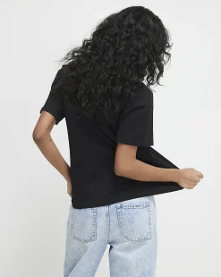 Black Cotton Short Sleeve Slim Fit T-shirt