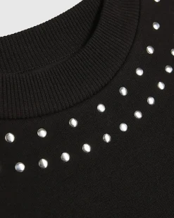 Black Cotton Studded Sweatshirt