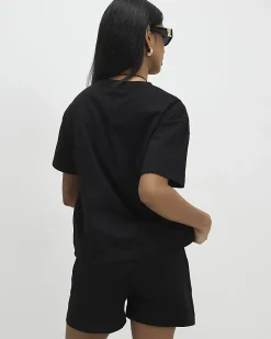 Black Cotton T-Shirt and Shorts Set