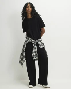 Black Cotton T-Shirt and Trousers Set