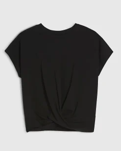 Black Cotton Twist Front T-shirt