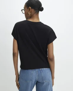 Black Cotton Twist Front T-shirt