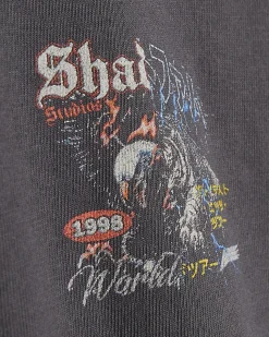 Black Cotton Washed Spliced Tiger T-Shirt