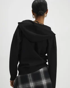Black Cotton Wrap Front Hoodie