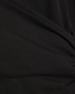 Black Cotton Wrap Front Hoodie