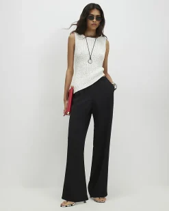 Black Crepe Wide Leg Trousers