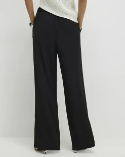 Black Crepe Wide Leg Trousers