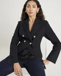 Black Double Breasted Military Blazer