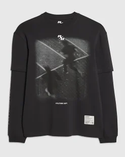 Black Double Layered Long Sleeve T-Shirt