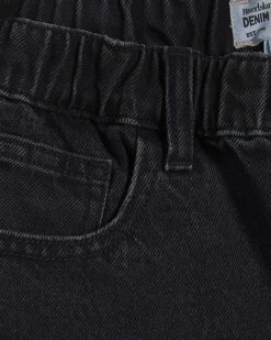 Black Elasticated A Line Denim Shorts