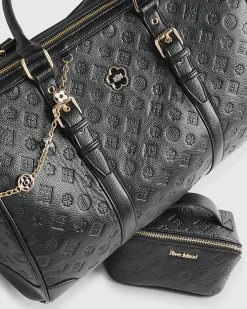 Black Embossed Monogram Barrel Bag Bundle