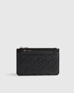 Black Embossed Monogram Travel Wallet