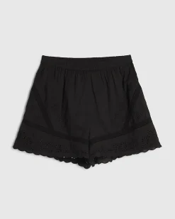 Black Embroidered Shorts
