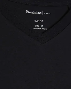 Black Essential Slim Fit V Neck T-Shirt