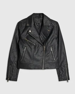 Black Faux Leather Biker Jacket