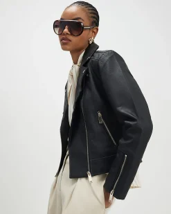 Black Faux Leather Biker Jacket