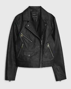 Black Faux Leather Biker Jacket