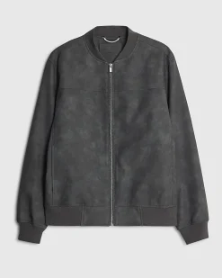 Black Faux Leather Bomber Jacket