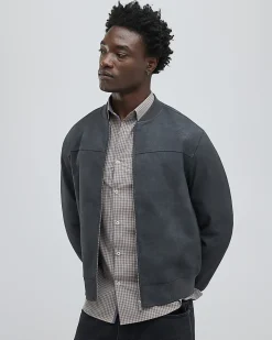 Black Faux Leather Bomber Jacket