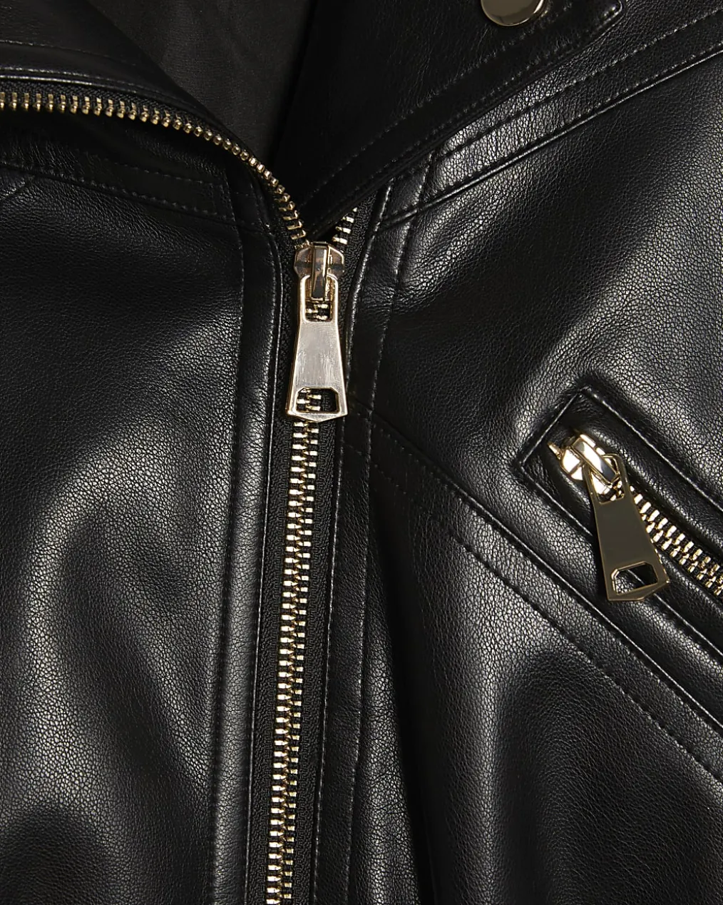 Black Faux Leather Corset Detail Biker Jacket